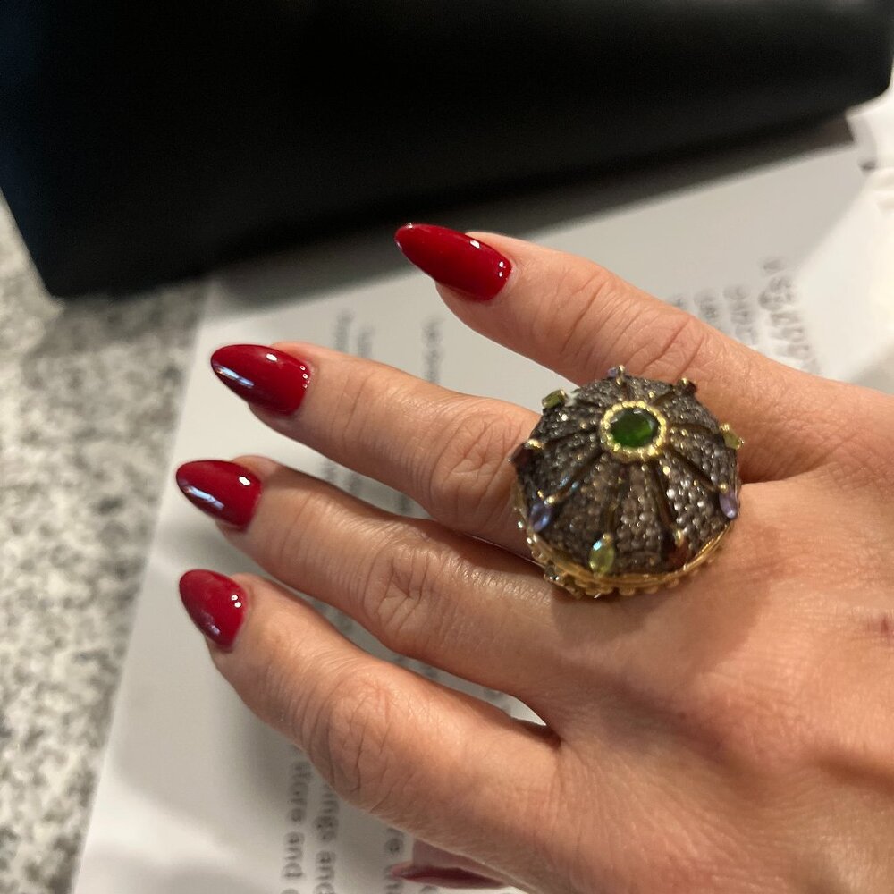 14K yellow Gold filled Mix natural Gemstones Ring